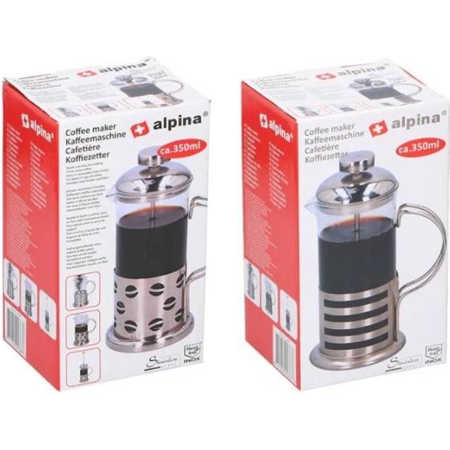 Bakaji - 350 ml / 3-cup Stainless Steel Glass CafetiÞre French Filter Coffee Press Plunger & Tea Maker