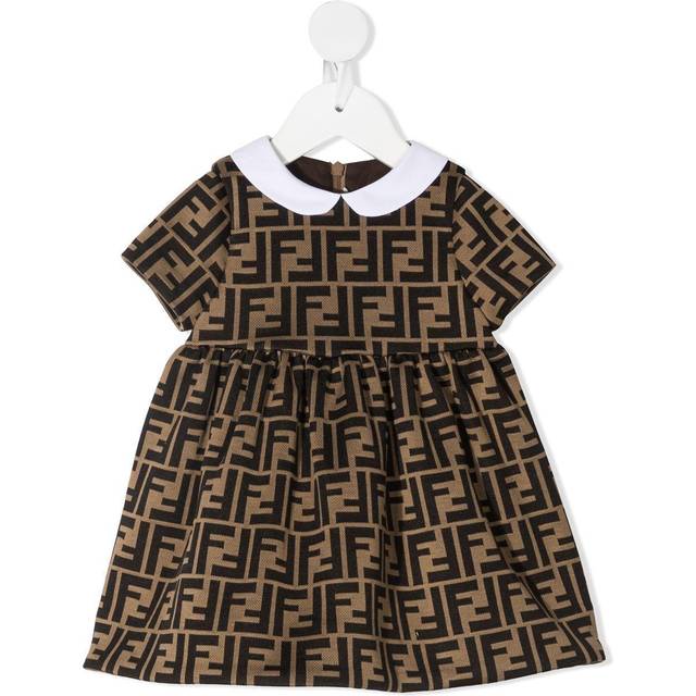 Fendi, Dresses, unisex, Brown, 2 Y, Dress with Monogram