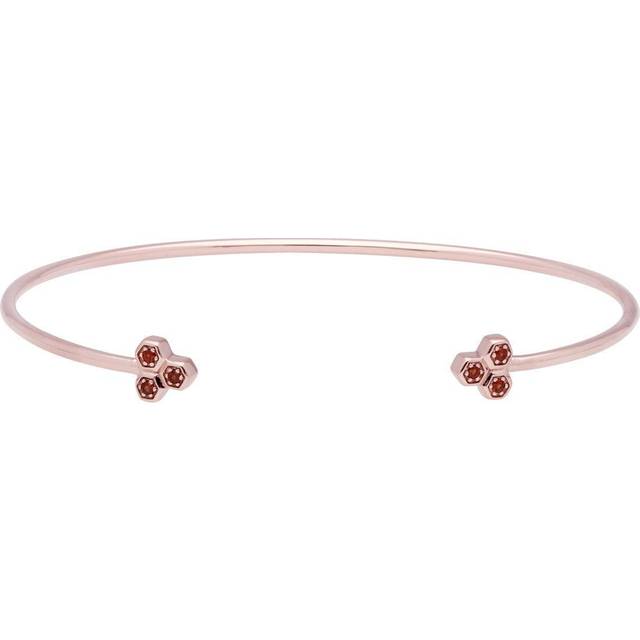 Garnet Trilogy Geometric Bangle in 9ct Rose Gold - Red