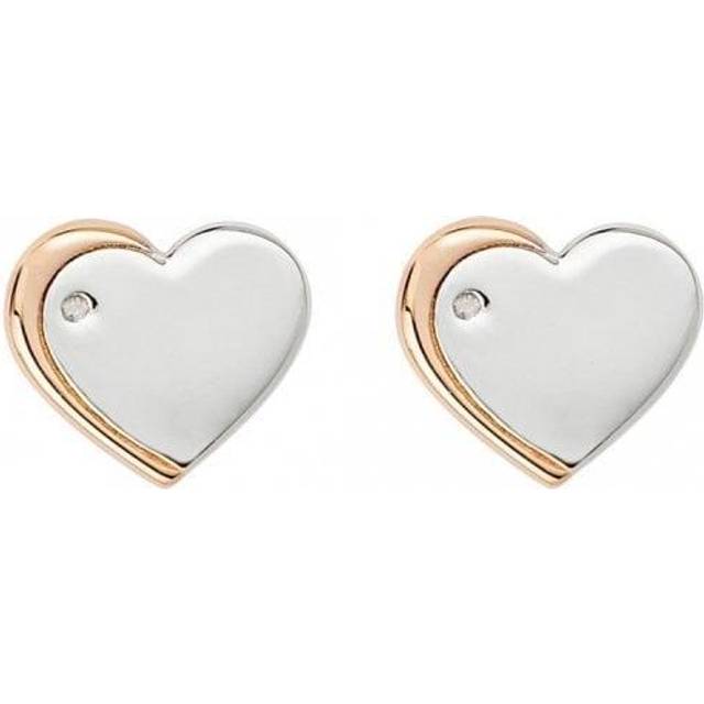 Recycled Silver & Rose Gold Plated Heart Stud Earrings E6159