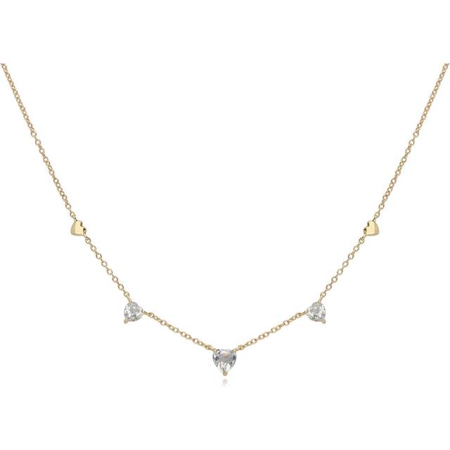 White Topaz Heart Necklace in 9ct Yellow Gold