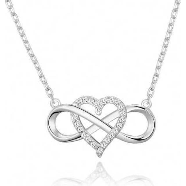 Silver Plated Infinity Heart Necklace Created with Swarovski Crystals