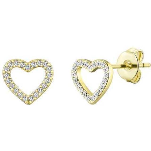 Gold Plated Open Heart Earrings Created with Zircondia® Crystals