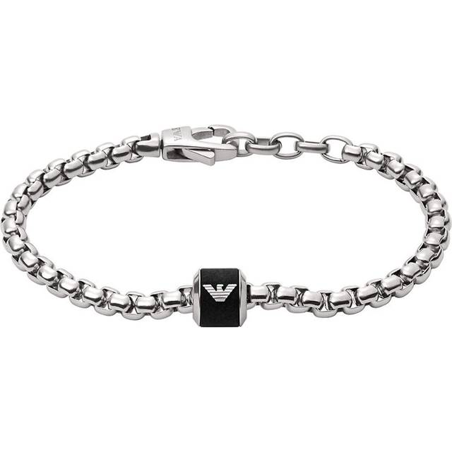 Emporio Armani Armband För Män Essential, Längd: 190mm, Höjd: 11mm, Bredd: 10mm Silver Rostfritt Stål Armband, EGS2911040, Silver och svart
