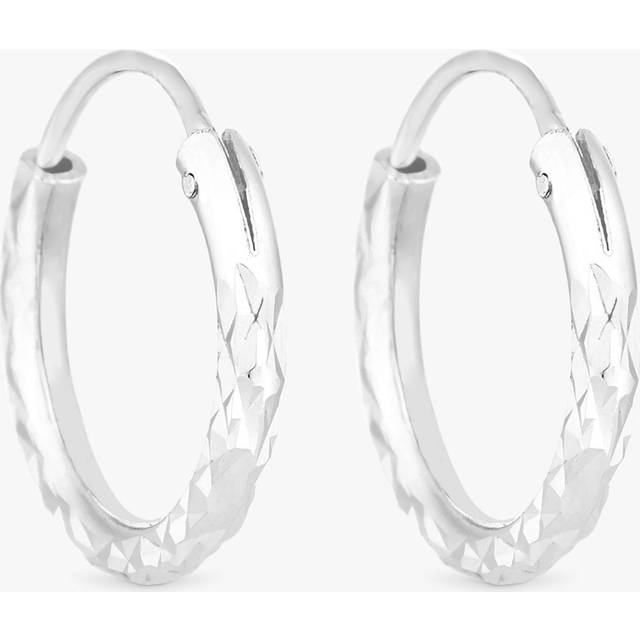 Simply Silver Sterling Silver 925 Mini Diamond Cut Hoop Earrings - SS19, One Colour, Women