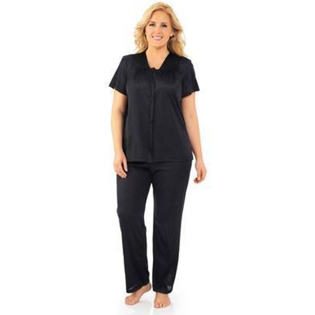 Exquisite Form Women's Coloratura Sleepwear Short Sleeve Pajama Set 90107  Midnight Black  Large