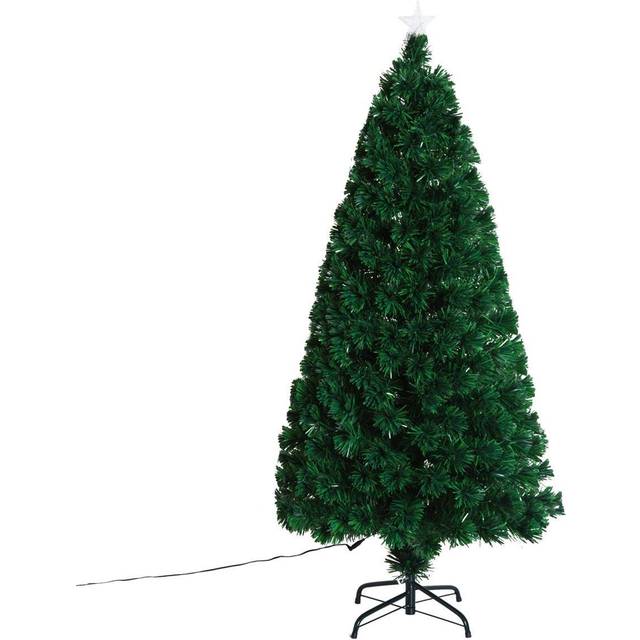 HOMCOM Christmas Fibre Optic Tree 5' with Blue Star | TJ Hughes