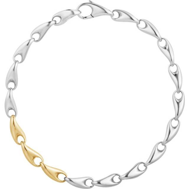 Georg Jensen Organic Links 18ct Yellow Gold & Sterling Silver Chain Bracelet, Silver/Gold