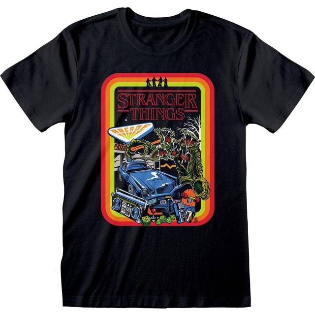 Heroes Inc Stranger Things 'Retro Border' (svart) T-shirt (XXL), Svart, XXL
