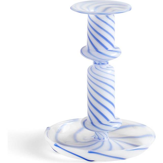 HAY - Flare - Ljusstake - Medium Stripe - Blue w. White - Ø11 X H14