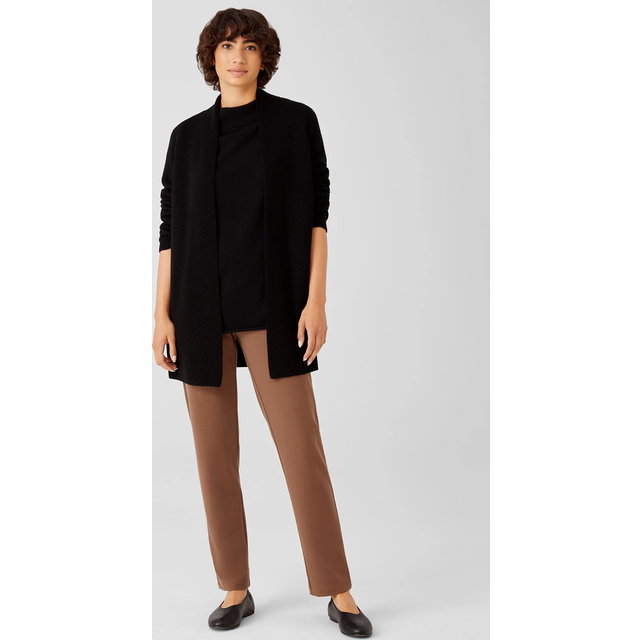 Cropped Knit Ankle Pants - BLACK - X-Large