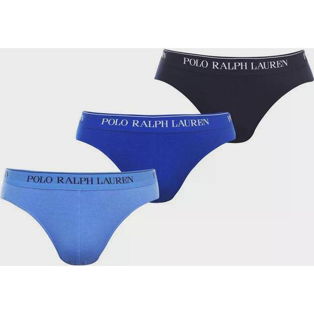 Pack of 3 Plain Briefs in Cotton - Blue + Light Blue + Navy - S
