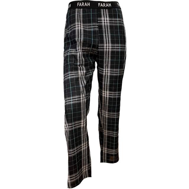 (2XL, Black) Farah Mens Gerritt Elasticated Checked Sweatpants Joggers Lounge Pants - Black