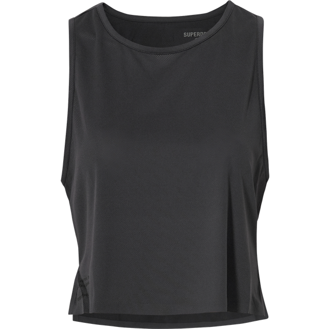 Superdry Train Cropped Tank Vest för damer, Mörkt kol, M