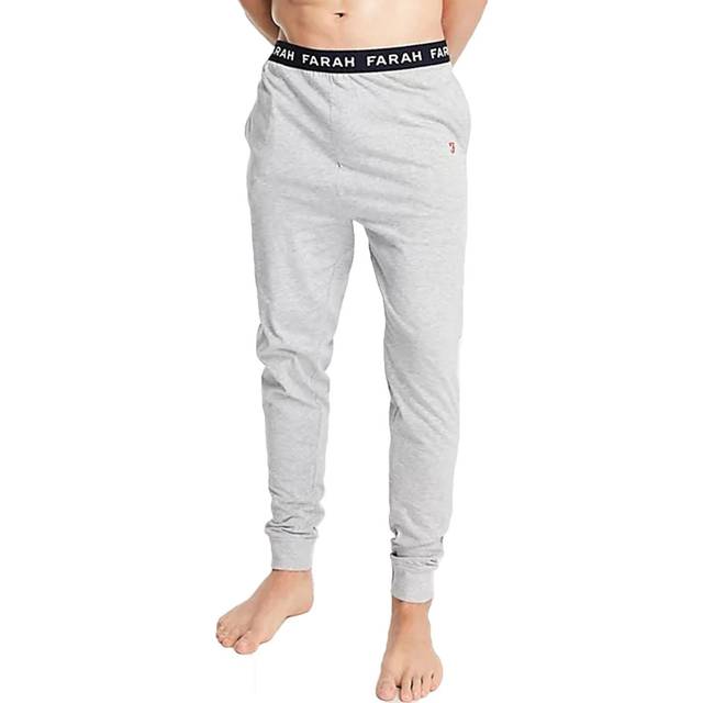 (2XL, Grey) Farah Mens Zahar Elasticated Cotton Sweatpants Joggers Lounge Pants - Grey
