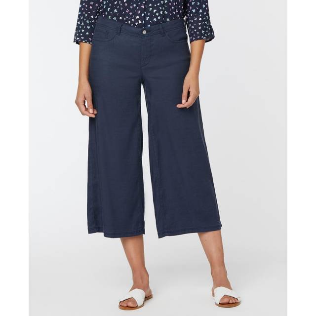Nydj Petite Cropped Wide Leg Linen-Blend Pant