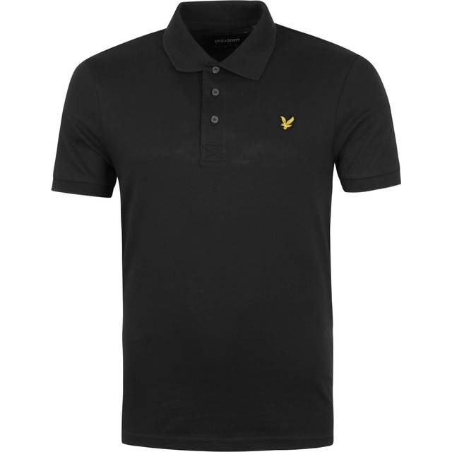 Lyle and Scott Mens Jet Black Plain Polo Shirt - Medium