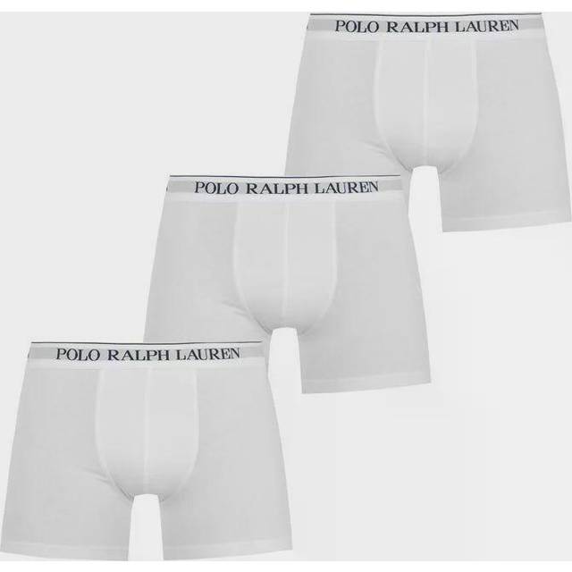 Polo Ralph Lauren 3 Pack Stretch Cotton Boxer Briefs - White, White, Size M, Men
