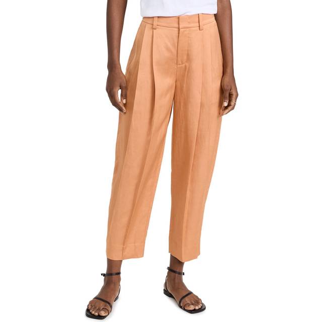 Vince Pleated Linen-Blend Tapered Pant