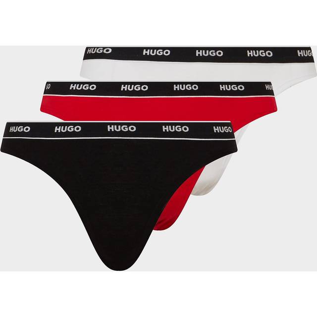 Hugo Boss Women's 3-Pack Logo Thong, Black/Red/White - Size: 16/None