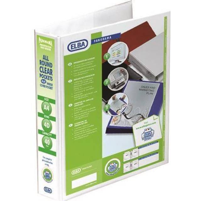 Elba Panorama 40mm 4 D-Ring Presentation Binder A4 White 400008419