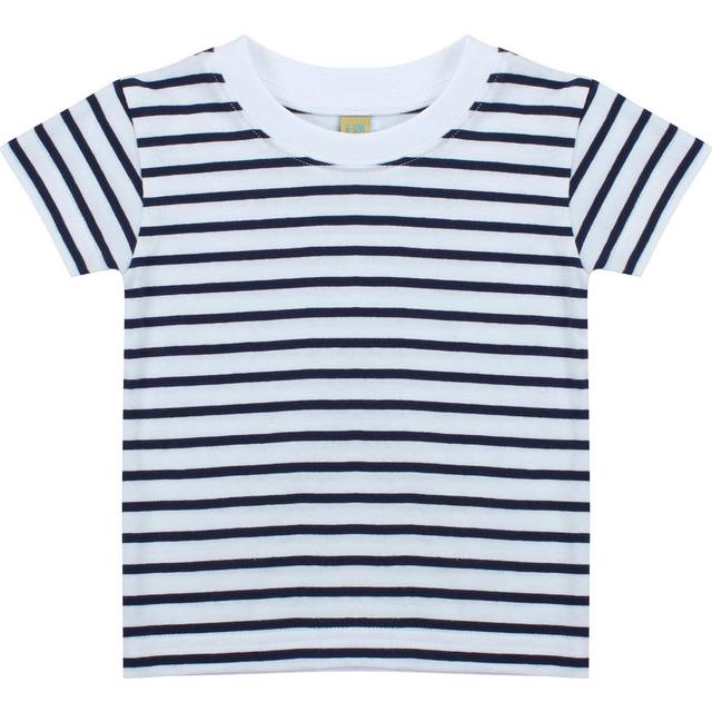 Larkwood Baby/Toddler Striped Crew Neck T-Shirt LW27T White/Oxford Nav