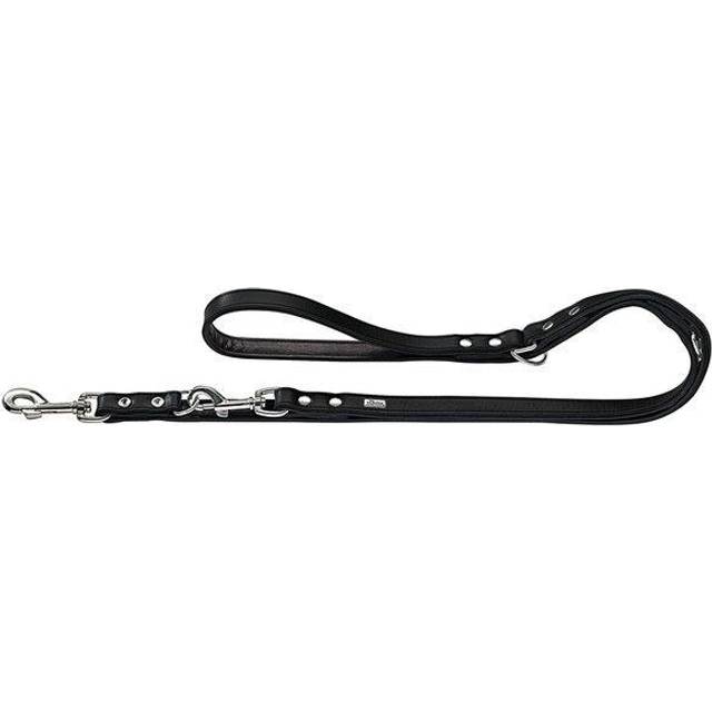 HUNTER Nickel-Plated Split-Leather Basic Training Lead Rope, 13 x 200 cm, Medium, Black/Nappa Black