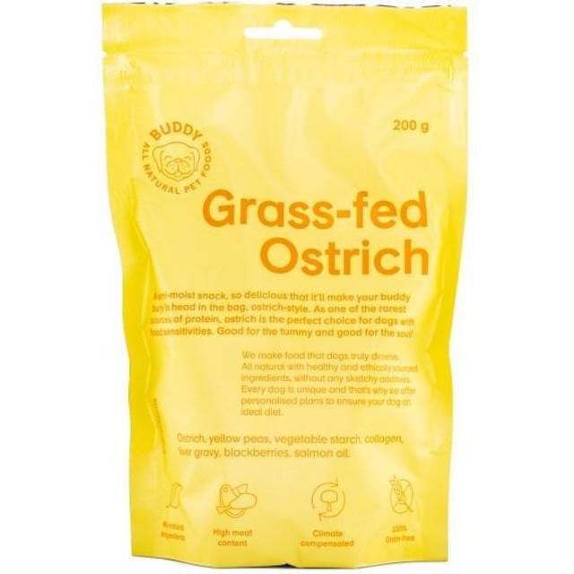 Buddy Grass-fed Ostrich Hundgodis 200g - Naturligt Proteinrikt
