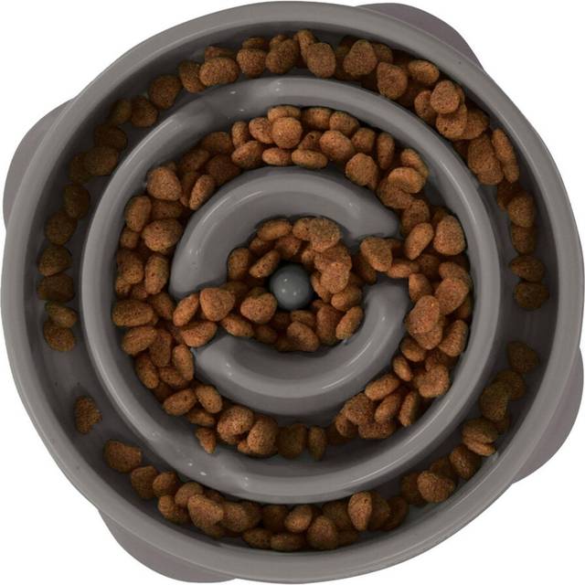 Outward Hound Fun Feeder Slo Bowl - Hundmatskål - långsam utfodring - grå - medium/mini