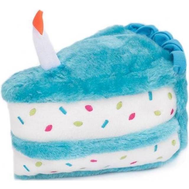 ZippyPaws Birthday Gifts for Dogs - Blue Birthday Cake Slice  Plush Squeaky Dog Toy  Dog Birthday Party Supplies for Boys & Girls