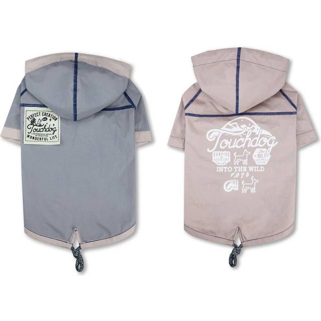 Touchdog Cloudburst Waterproof Reversible Dog Raincoat  Medium  Light Grey
