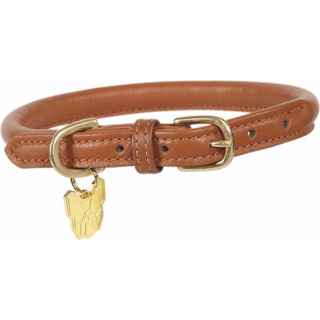Shires Digby and Fox Rolled Leather Dog Collar - XL (58 - 64cm) · Tan