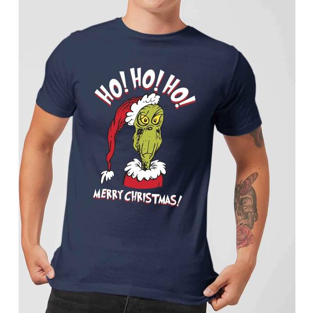The Grinch Ho Ho Ho Men's Christmas T-Shirt - Navy - M