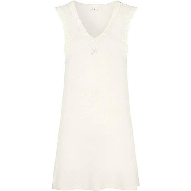 Damella Bamboo Plain Short Sleeve Nightdress - Light grey - Medium * Kampanj *