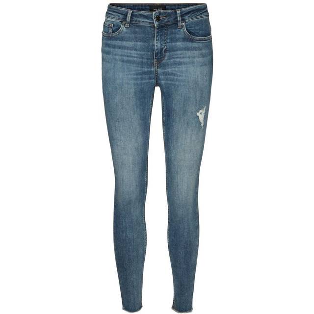VERO MODA Female Mid Rise Jeans VMPEACH supermjuk Mid Waist Ankle, svart, XS