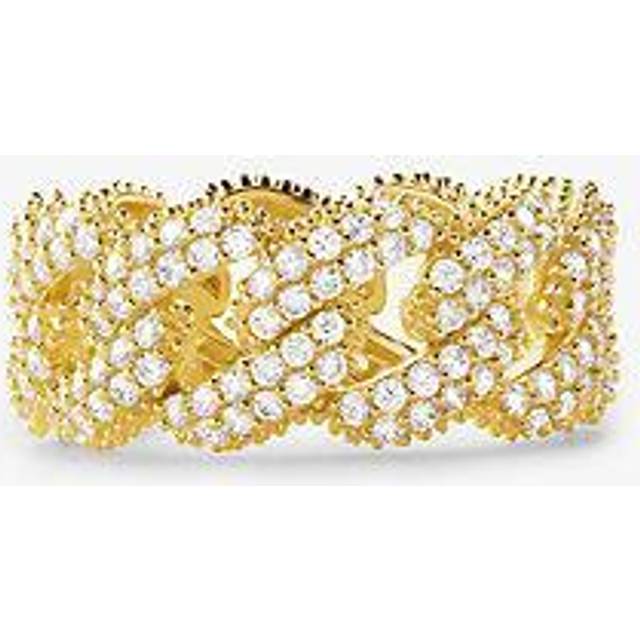 MK Precious Metal-Plated Sterling Silver Pav&#xC3;&#xA9; Curb Link Ring - Gold - Michael Kors