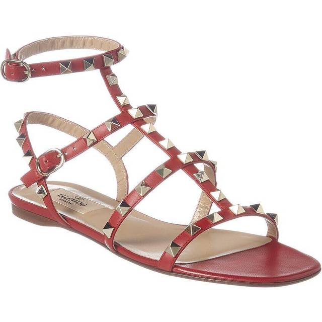 Valentino Garavani Rockstud leather sandals - metallic (UK 3)