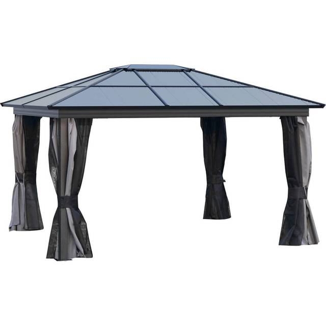 Outsunny Hardtop Gazebo 3.6 x 4m - Black & Dark Grey | TJ Hughes