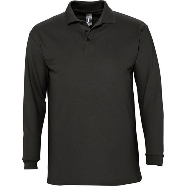 (M, White) SOLS Mens Winter II Long Sleeve Pique Cotton Polo Shirt
