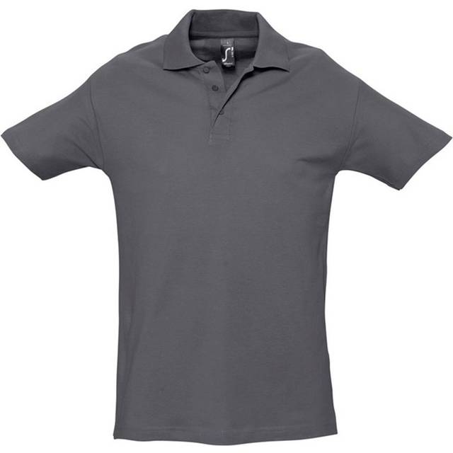 (S, Mouse Grey) SOLS Mens Spring II Short Sleeve Heavyweight Polo Shirt