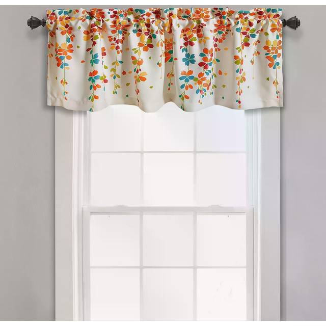 "Lush Decor Weeping Flowers Navy and Blue Valance Curtain for Windows  18"""""""" x 52""""""""  Navy & Blue"