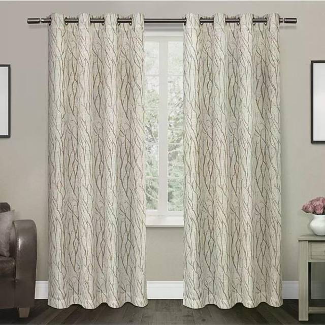 Exclusive Home Oakdale Light Filtering Semi-Sheer Textured Linen Grommet Top Curtain Panel Pair  54x84  Taupe  2 Piece