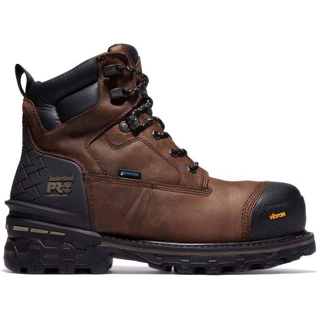 Timberland PRO Men's 6 Inch Boondock Soft Toe Waterproof Industrial Work Boot Brown Oiled Distressed Leather 10 M US
