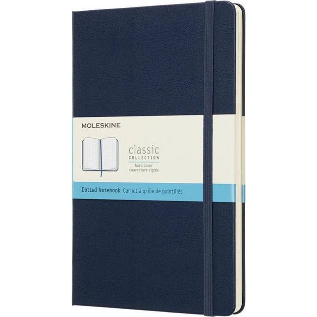Moleskine Classic Anteckningsbok, hårt omslag, stor (12,7 x 20,3 cm) prickade sidor, safirblå, 240 sidor