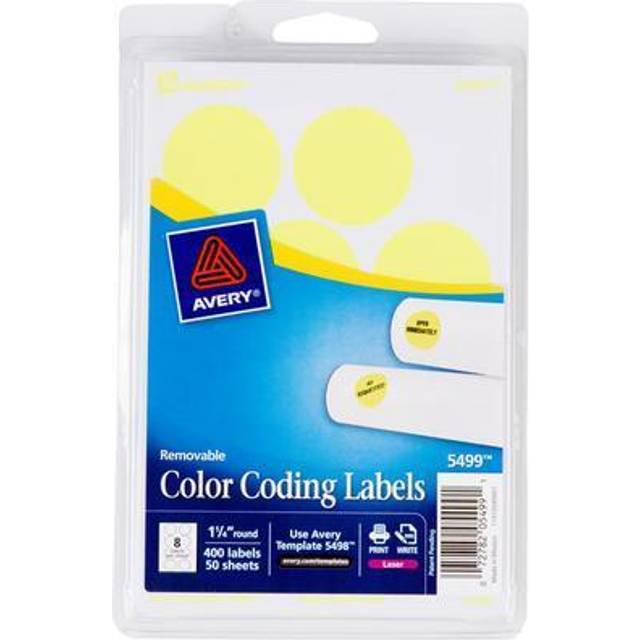 Avery 1.25 In. Round Printable Coding Label, Yellow Neon, Pack of  400