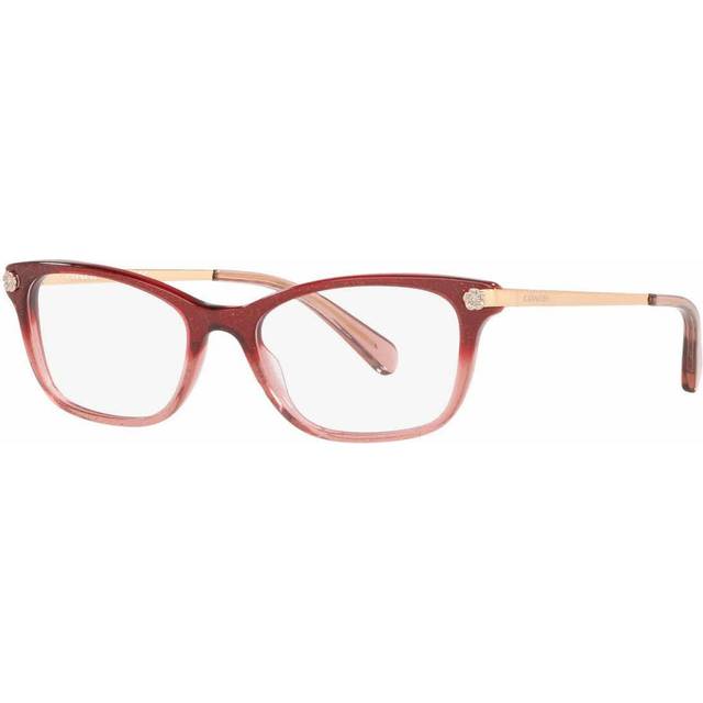 Coach HC6142 Women's Glasses, Clear, Size 51 - Glittered Transparent Burgundy (51)