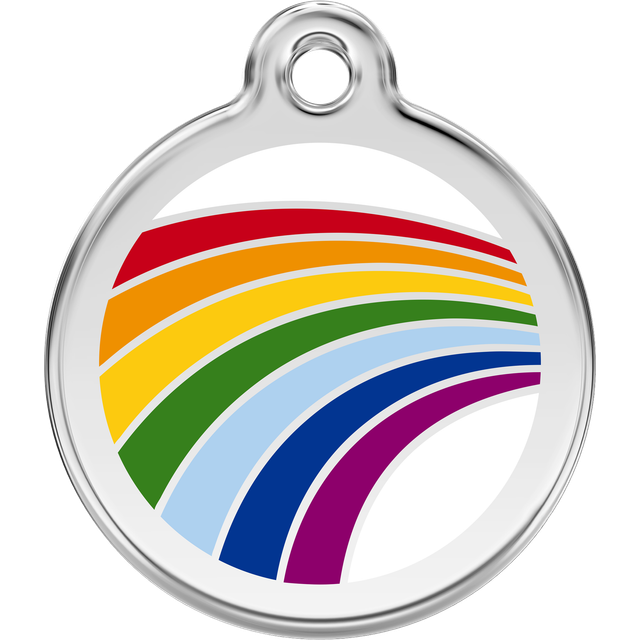 Red Dingo Enamel Dog & Cat ID Tags Rainbow - Small