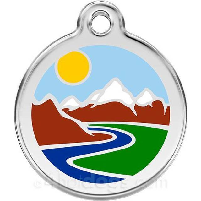 Red Dingo Enamel Dog & Cat ID Tags Mountains Light Blue - Large