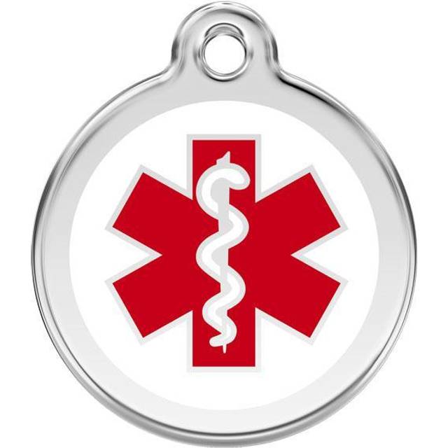 Red Dingo Enamel Dog & Cat ID Tags Medical White - Medium
