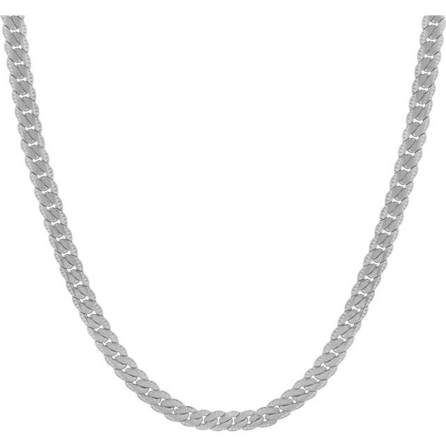 The Love Collection Men's 20&#34; Flat Curb 9mm Steel Chain Necklace, Silver, Men - Ilver